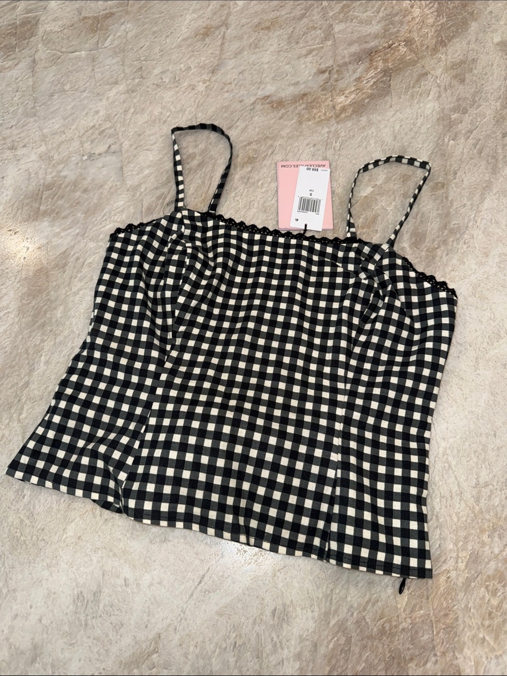 Avec Les Filles Black and White Gingham Cami